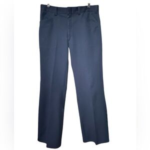 Vtg 60s Dark Blue Bell Bottom Flare Poly Double Knit Slacks Pants 36x30.5